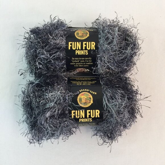 lion brand Other - Lion Brand Fun Fur Prints Lava Black Silver Novelty Yarn 40 g Lot of 2 Skeins